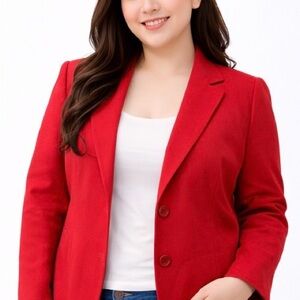 Liz Claiborne Red Cotton Blend Blazer Jacket Women’s Size L